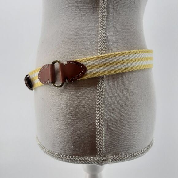 Tommy Hilfiger Striped Hub Yellow White Brown Leather Cotton Weaved   gold ton - Picture 8 of 13